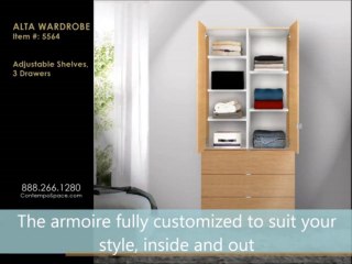 Alta Wardrobe Armoire - Adjustable Shelves, 3 Drawers | Item #: 5564