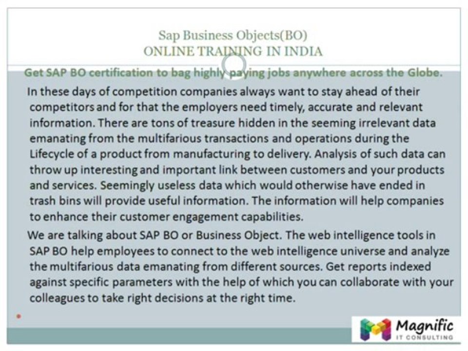 Sap Business Objects(BO) ONLINE TRAINING