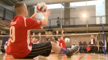 Wounded warriors square off in sitting volleyball