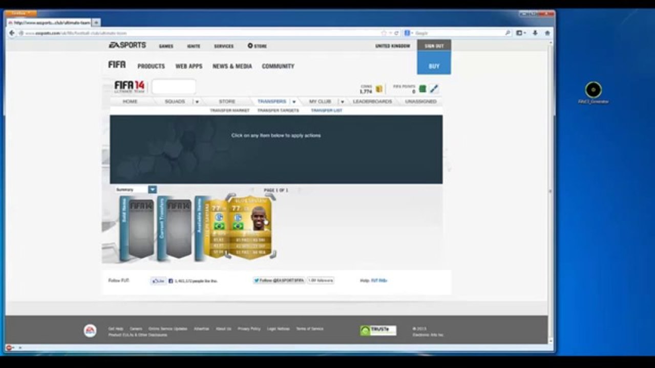 FUT 14 _ COINS GENERATOR XBOX, PS3, PC - PLAYER GENERATOR -