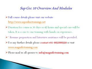 online Sap Grc 10 training Overview tAnd modules