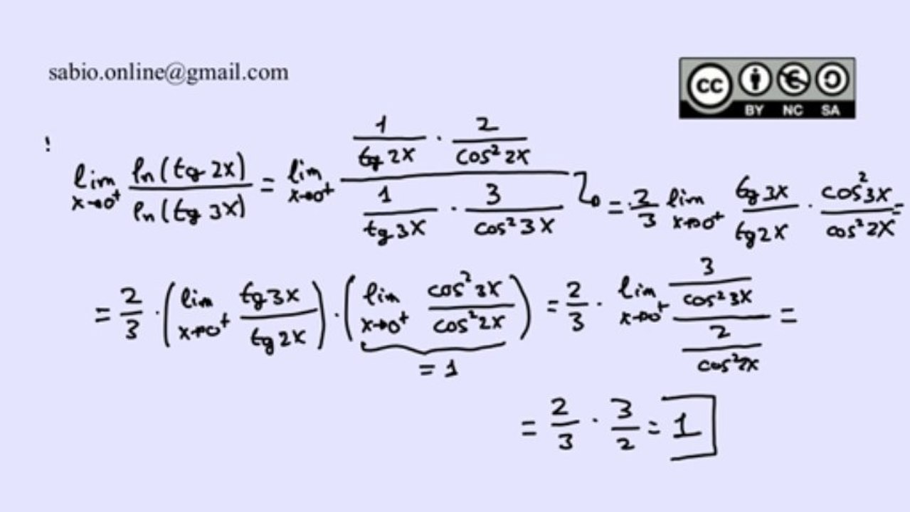 Cálculo de límites aplicando la regla de L'Hôpital VI