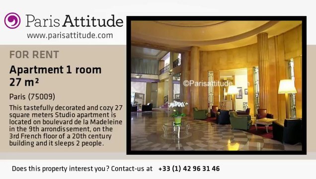 Studio Apartment for rent - Opéra, Paris - Ref. 3622