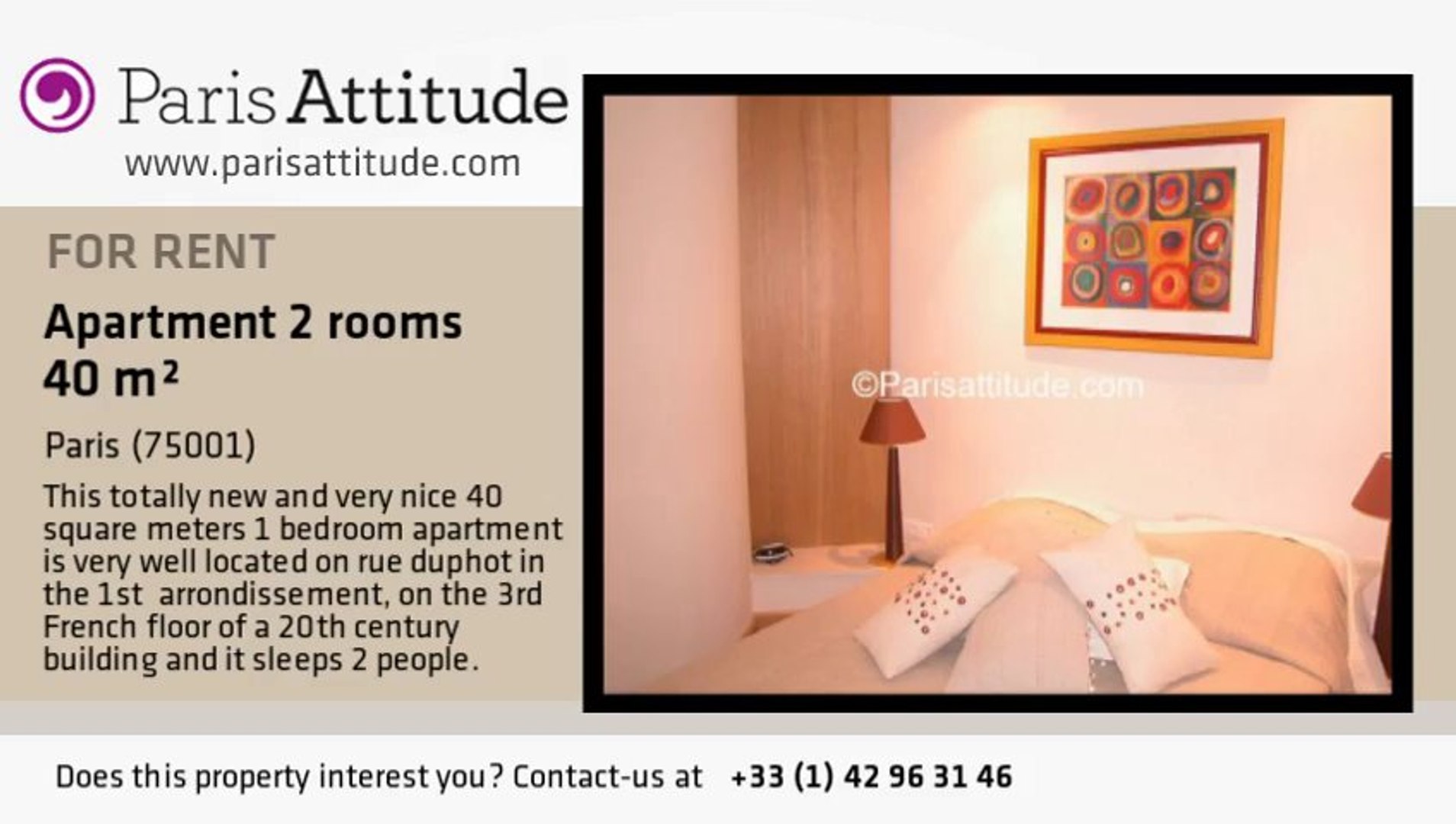 ⁣1 Bedroom Apartment for rent - Madeleine, Paris - Ref. 685