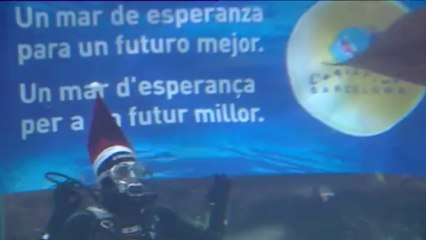 El azulgrana Pedro Rodríguez desea un feliz año buceando entre tiburones