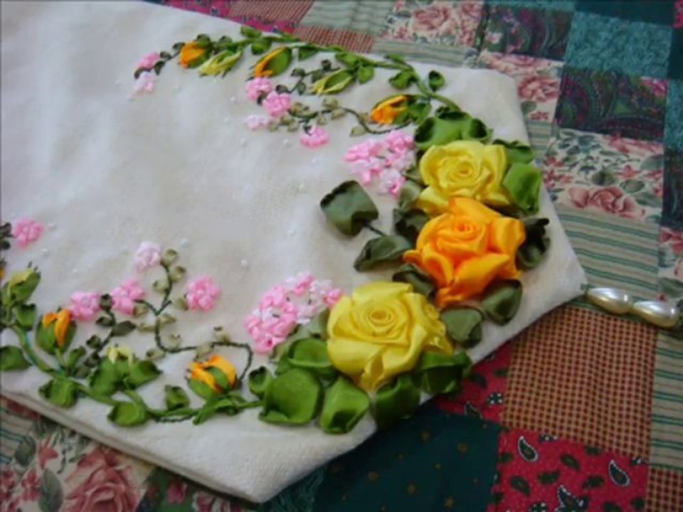 Beautiful Embroidery Of Ribbons Different Shapes By Hot Desi Video