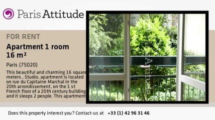 Studio Apartment for rent - Gambetta, Paris - Ref. 8602