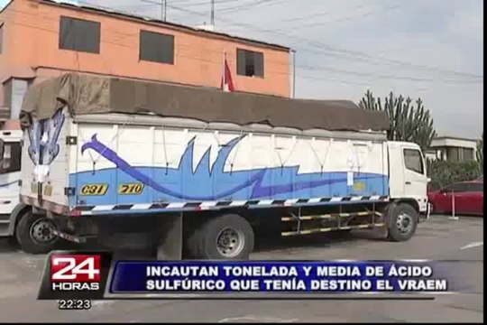 Pucusana: intervienen camión que trasladaba ácido sulfúrico al Vraem