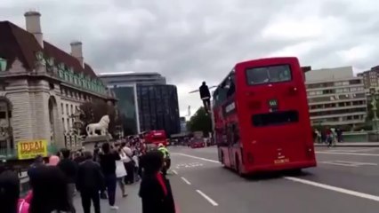 Man Levitates Beside Moving Bus