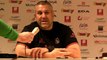 Rugby Top 14 - Christophe Urios au sujet du jeu au pied de son équipe en1ère mi-temps lors d'Oyonnax - Bayonn