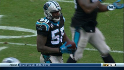 Brees throws interception to Davis