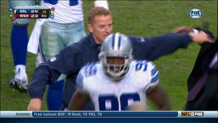 Garrett stiff arms security guard