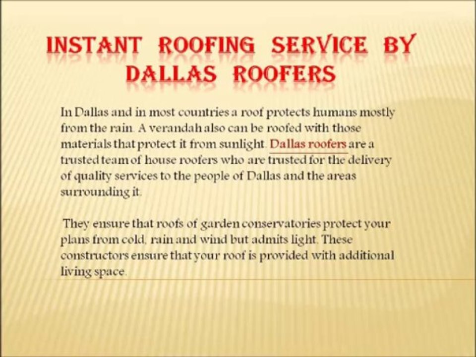 Instant Roofing Service By Dallas Roofers