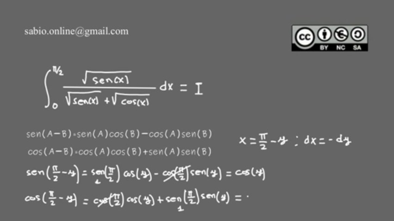 Integrales XIV -- Sustitución o cambio de variable -- Funciones trigonométricas