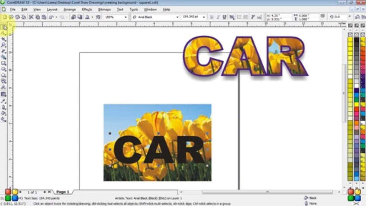 How to create unique text effect with Background image in Corel Draw English blogshlog.com