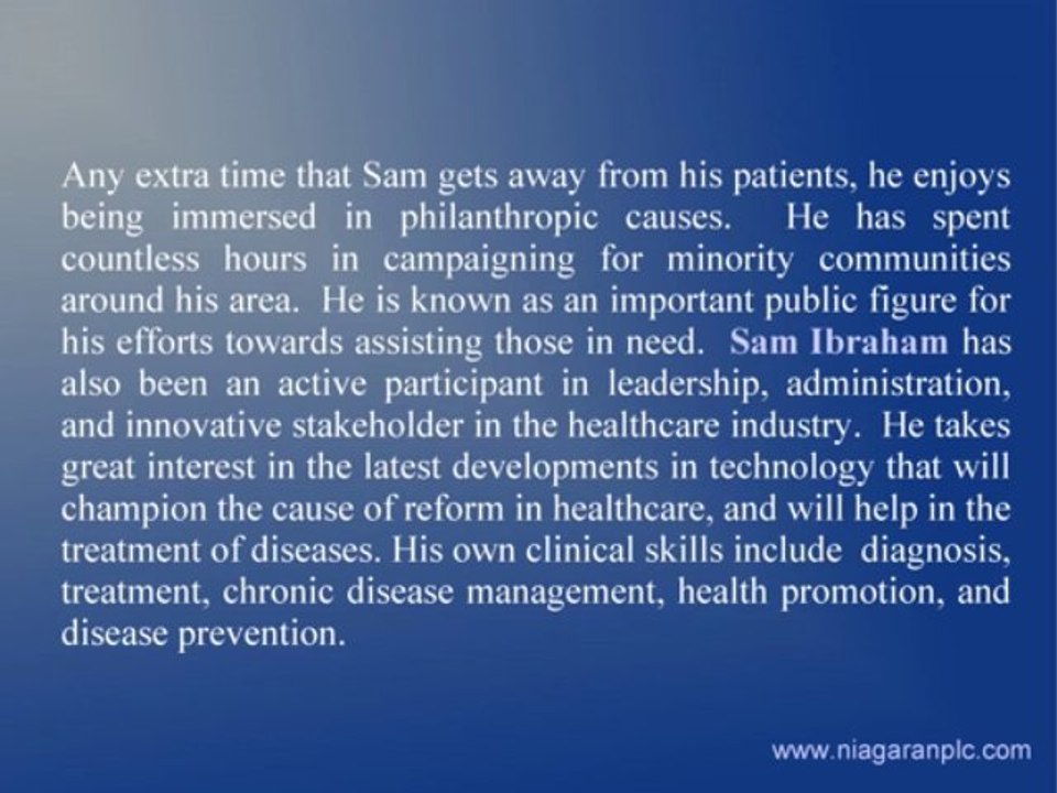 Qualified Nurse Practitioner & Caring Human Being - Sam Ibraham