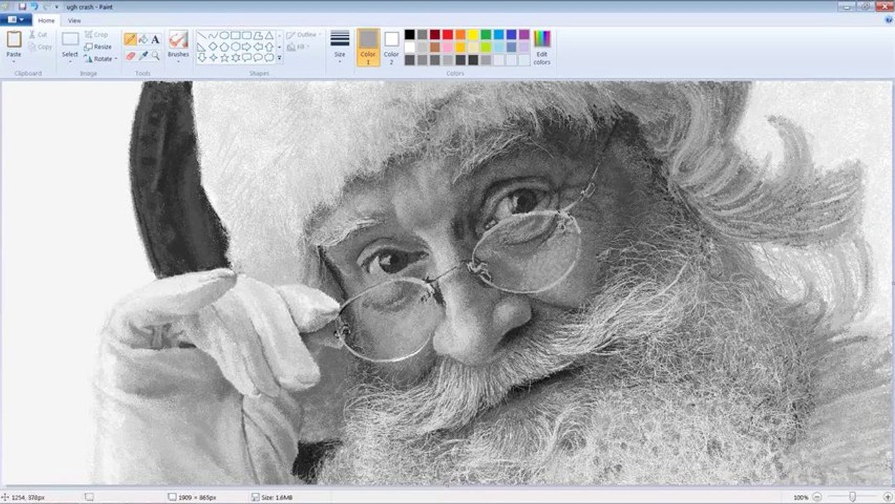 Ultra Realistic Santa Claus Drawing Made In Microsoft Paint