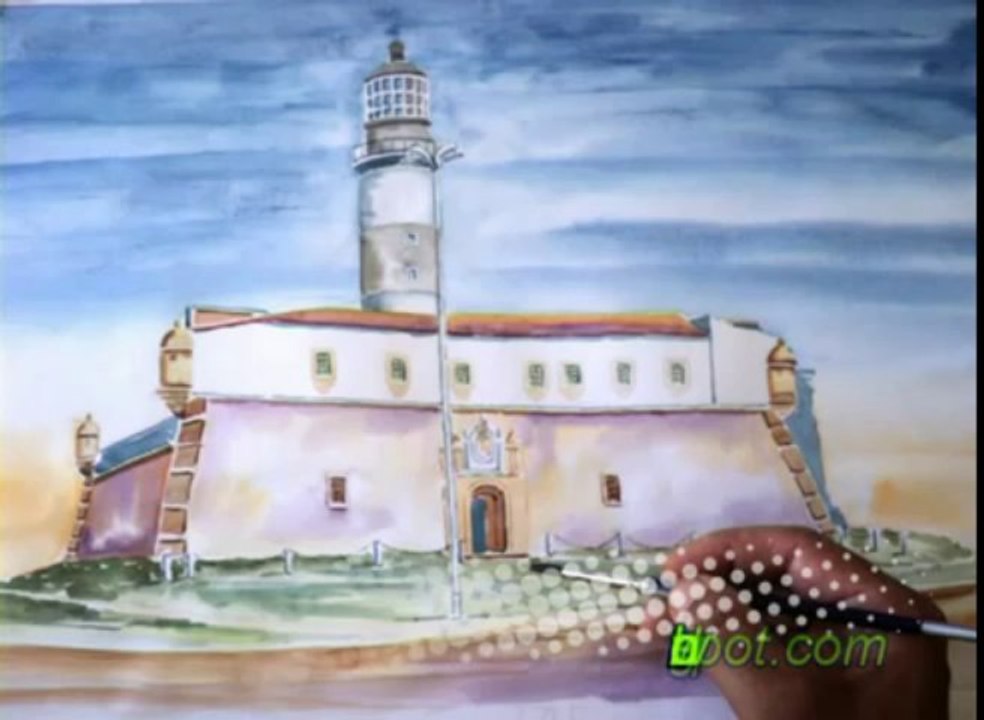Aulas grátis pintura com aquarelas Farol da barra _Salvador - Bahia