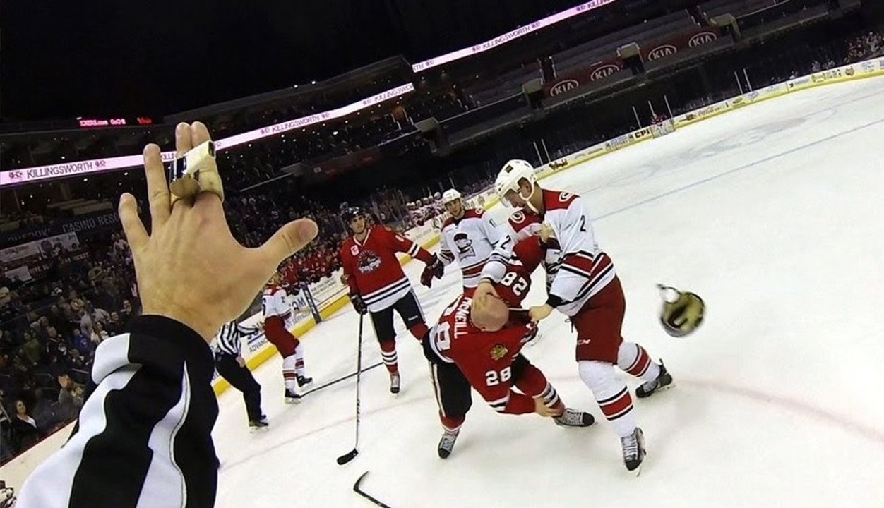 AHL Hockey Referee Helmet GoPro Camera!! Watch the game from the inside...