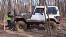 4x4 Offroading Big Jeep Gets Stuck In Deep Mud