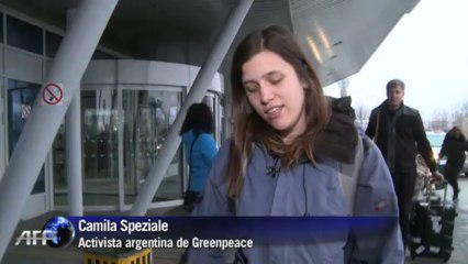 Argentinos de Greenpeace se despiden de Rusia