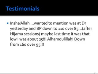 Blood Pressure treatment with Hijama testimonial- cupping testimonial