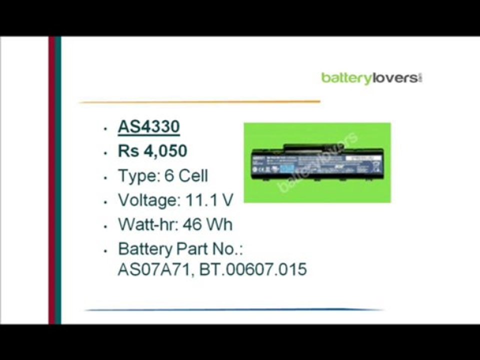 Laptop Battery of models AS, Acer laptop battery, Acer laptop batteries
