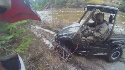 Lots Of ATVS And 4x4's Deep And Risky River Crossing