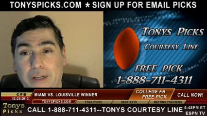 Louisville Cardinals vs. Miami Hurricanes Pick Prediction Russell Athletics Bowl NCAAF Odds 12-28-2013