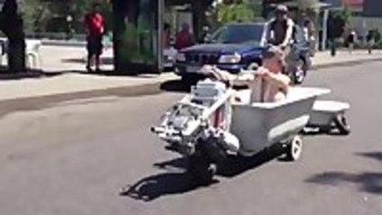 Motorized Bathtub Speeds Down Road