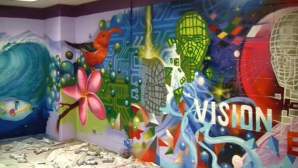 Deisgn Thinking mural by Aerosol Artist Caleb Aero