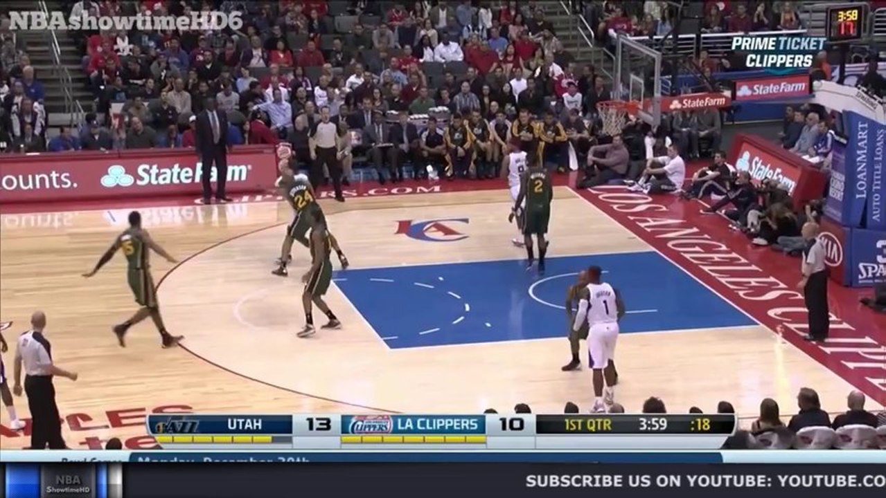 Derrick Favors Blocks Chris Paul