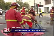 San Isidro: triple choque vehicular dejó cinco personas heridas