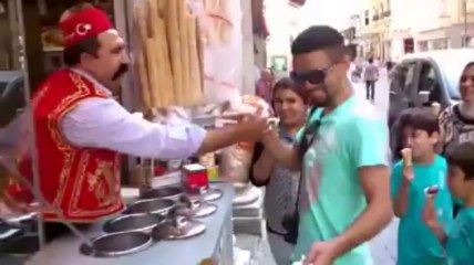 How They Serve Ice Cream In Turkey.