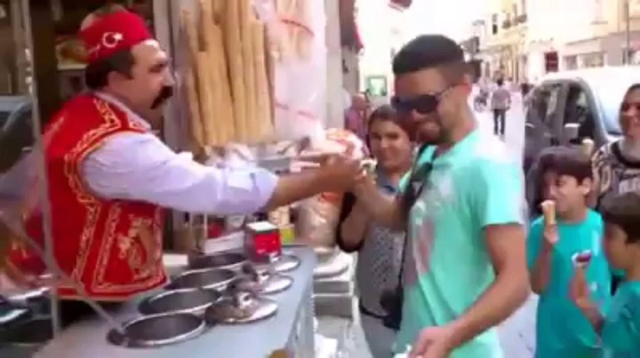 How They Serve Ice Cream In Turkey.