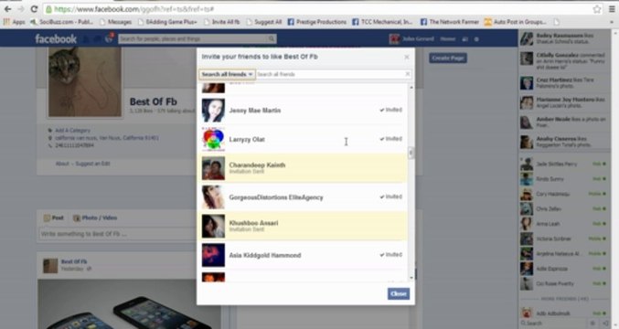 AUTO INVITE ALL FRIENDS TO FACEBOOK FAN PAGE 29/12/2013