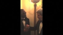 Snoop Dog fist-bumps John Kerry at White House party