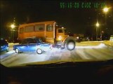 Truck driver destroying cars! Insane