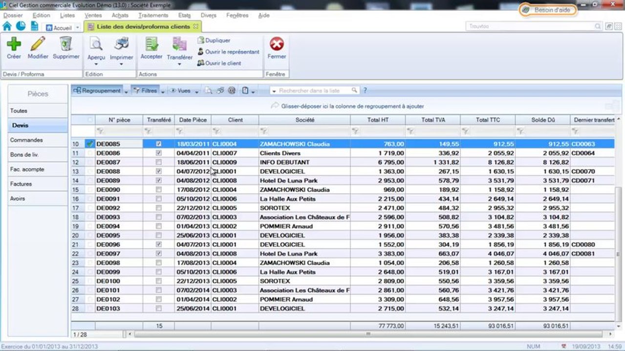 CIEL Gestion Commerciale : Paramétrage des devis et factures