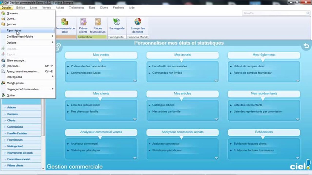 Tutoriel Paramétrage des options de votre dossier CIEL Gestion Commerciale