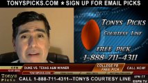 Texas A M Aggies vs. Duke Blue Devils Pick Prediction Chick Fil A Bowl NCAA College Football Odds Preview 12-31-2013