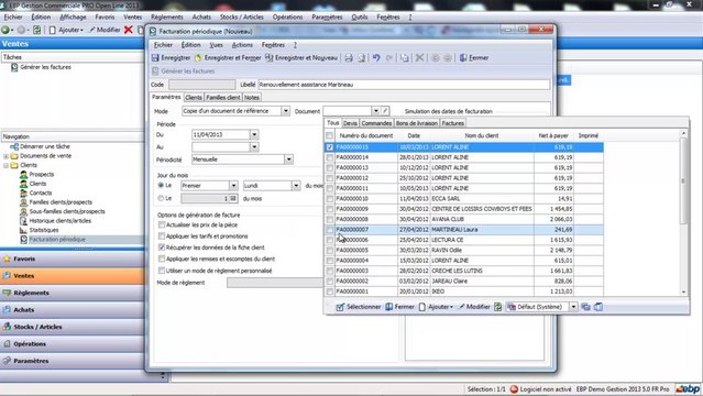 EBP Gestion Commerciale Open Line : La facturation périodique