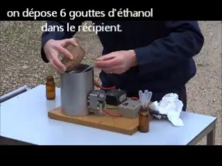 combustion explosive avec 6 gouttes d'éthanol