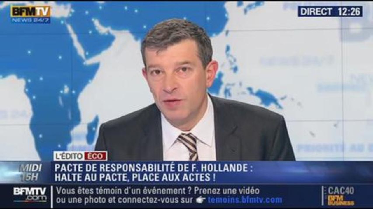 L'Édito éco de Nicolas Doze: Pacte de responsabilité de François Hollande: "Halte au pacte, place aux actes !"  - 02/01