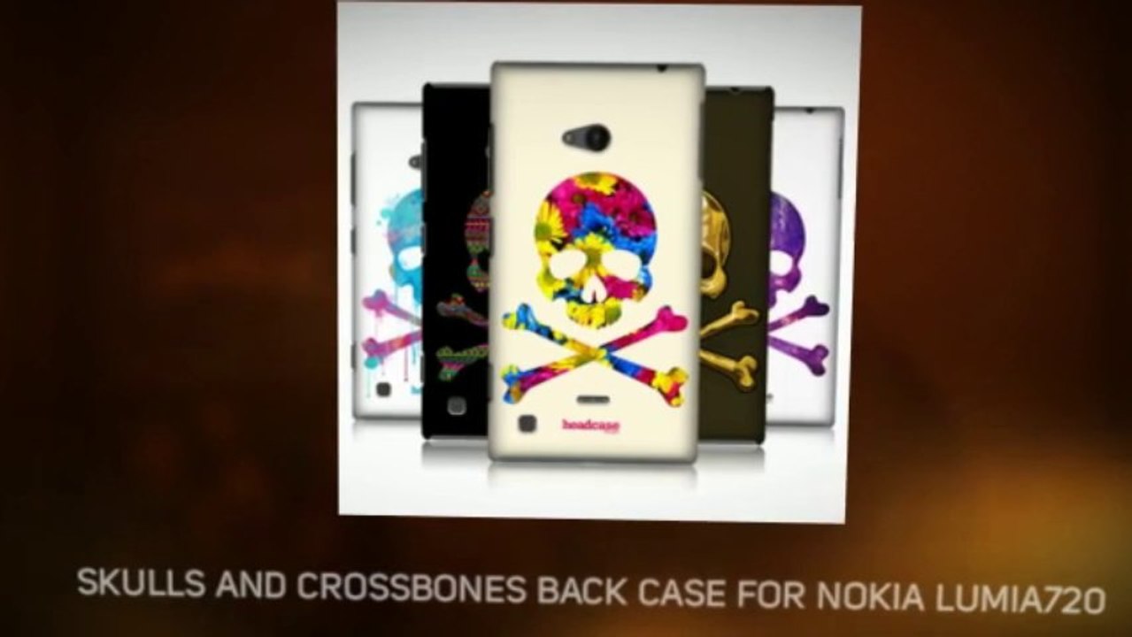 SKULLS AND CROSSBONES PROTECTIVE BACK CASE COVER FOR NOKIA LUMIA 720
