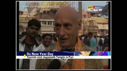 On New Year Day tourists visit Jagannath Temple in Puri