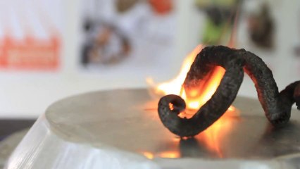 Réaction chimique impressionnante : combustion du Thiocyanate de mercure.