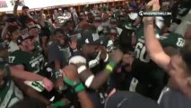 Grosse fête dans le vestiaire de l'équipe de Football américain Michigan state - victoire au Rose Bowl