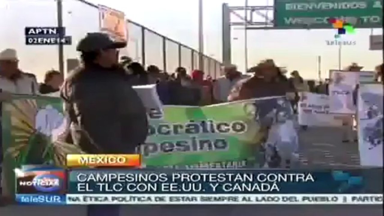 Campesinos mexicanos realizan bloqueo, rechazan TLCAN