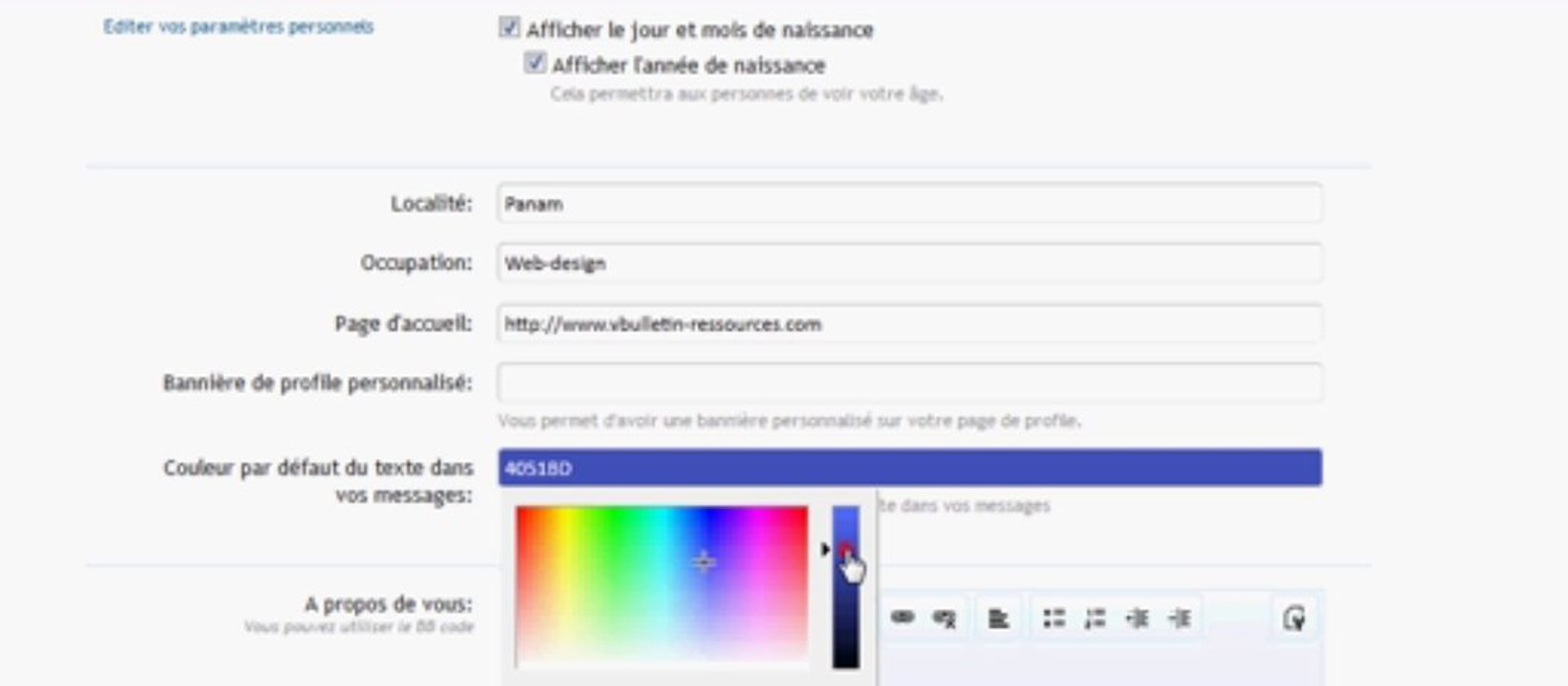 Select color font message Xenforo